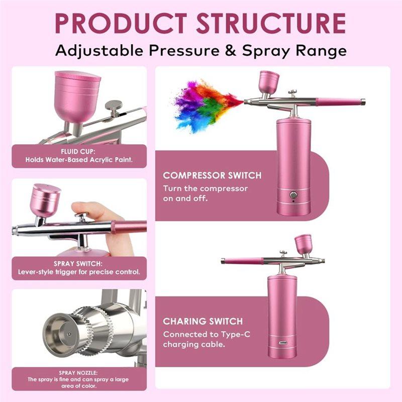 ABKP-Airbrush Kit Rechargeable Cordless Airbrush Compressor,Portable Handheld Airbrush Tool,Airbrush Set For Painting