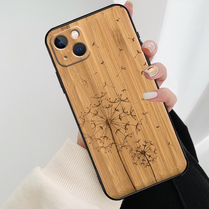 Natural Bamboo Wood Animal Print Phone Case For iPhone 17 Pro Max 14 13 12 11 15 16 Pro Max mini 15 16 Plus 16e 17 Air Cover