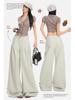 2026 Spring Women's American Style Cuffed Casual Wide Leg Pants - Loose, Comfortable, Slimming Drape