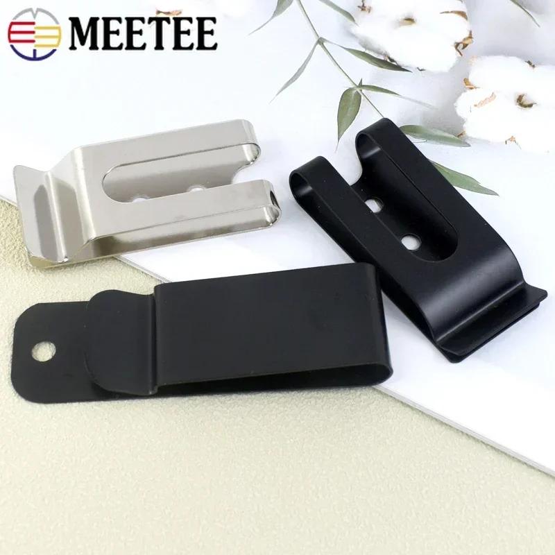 2/5/10Pcs Meetee Belt Clip Buckle Metal Sheath Clips Clasp Double Holes Spring Hook for Pockets Wallet Tape Buckles Hardware