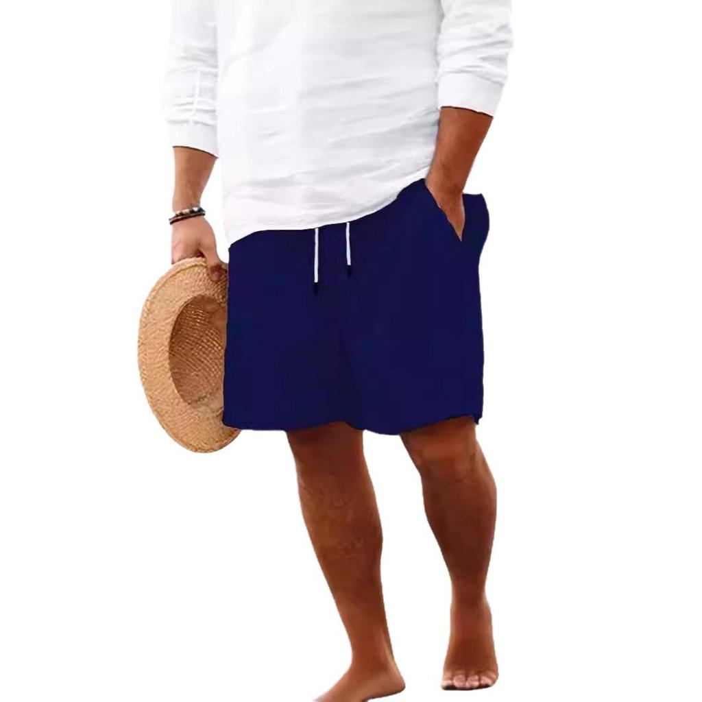 2023 Men's Hot-Selling Cotton Linen Drawstring Beach Shorts