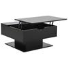 Mesa de Centro 80*75*40cm com Elevação Hidráulica, Mesa de Sofá de Alto Brilho, Mesa de Sala de Estar com Armazenamento, Mesa Lateral Ergonômica para Sala de Estar, Preta