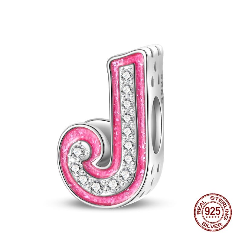 New In 26 Pink Pave A- Z Alphabet Beads Copper Love Letter Charm Fit Original 3Mm Charms Bracelet Bangle Fine Jewelry Gifts