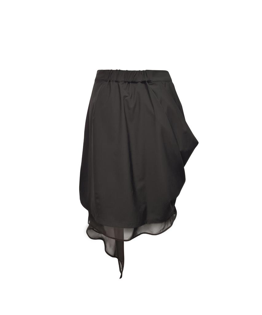 Jeongdo Draping Layers Skirt. Dark Brown