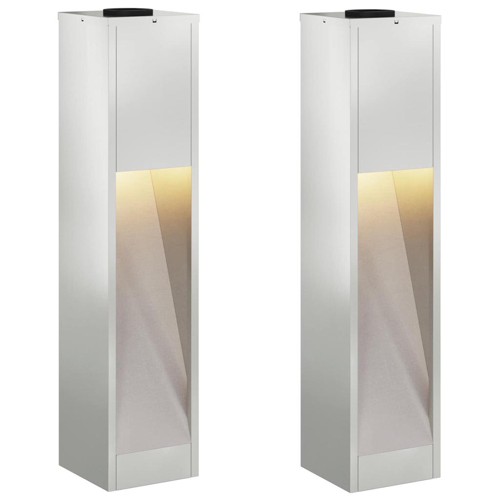 Solar LED Path Light 2 Pcs Silver Galvanized