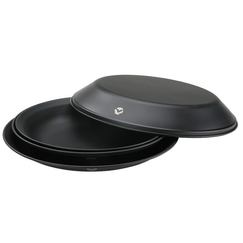 CAMPING MOON Outdoor Tableware Camping Stainless Steel Plates and Dish Set (4-Piece Set) with Canvas Case (BKS397-1S)