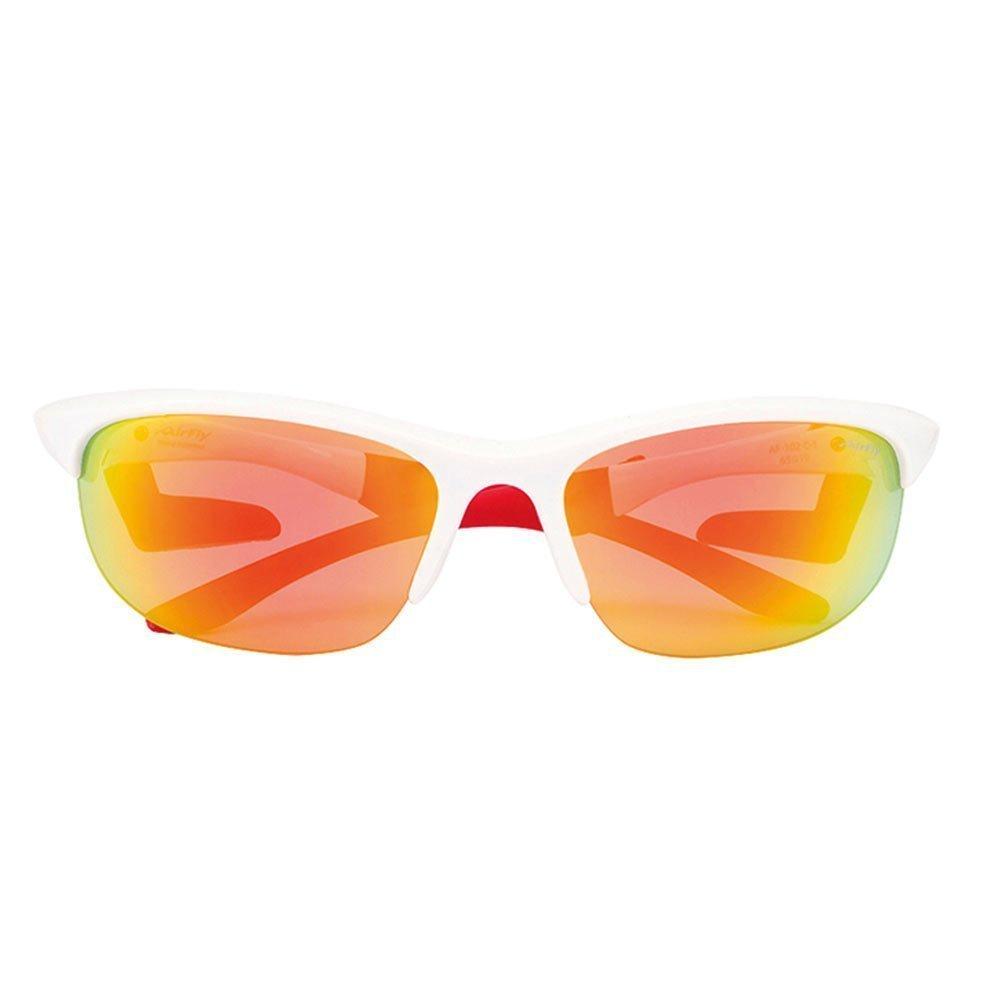 AirFly Sports Sunglasses AirFly Oval Lens Gold Mirror C1 (AirFly) Nose-Padded White/Red AF-102