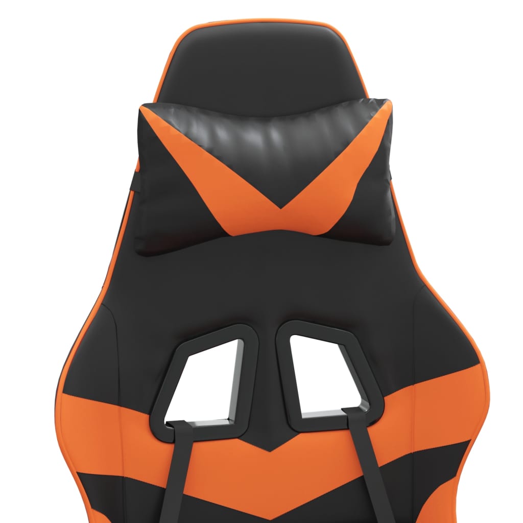 Gaming Chair with Footrest Swivel Black & Orange PU Leather