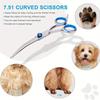 Pet Grooming Scissors Set with Safety Round Tips, Stainless Steel Dog and Cat Grooming Shears, Curved and Straight Trimming Scissors for Pets