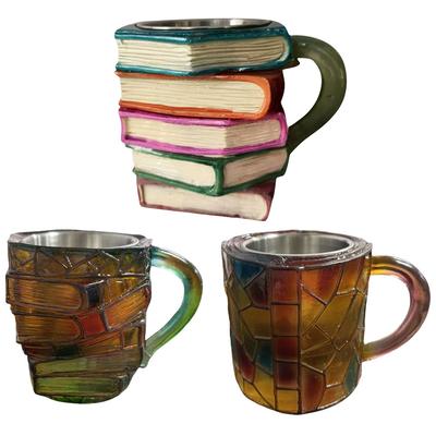 Handgefertigter Harzbecher in Buchform, 3D-bemalt, farbenfrohe Neuheitstasse, kreatives perfektes Trinkgeschirr für Geschenk und täglichen Gebrauch