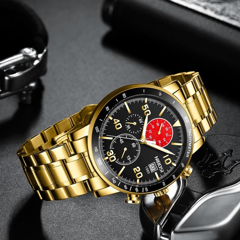Watch, Casual Multi-Functional Three-Pin Quartz Watch, Waterproof Luminous Stainless Steel Watch For Men