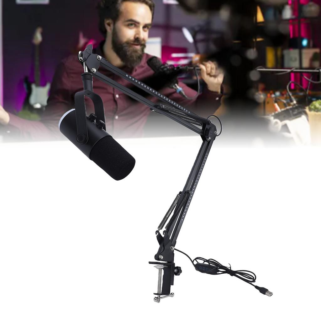 Gaming USB Microphone for PC Dynamic RGB Noise Cancellation Condenser Mic with Boom Arm for Strming Podcast