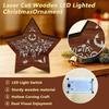 Christmas Festival LED Star Ornament: Glowing Wooden Night Light Decoration