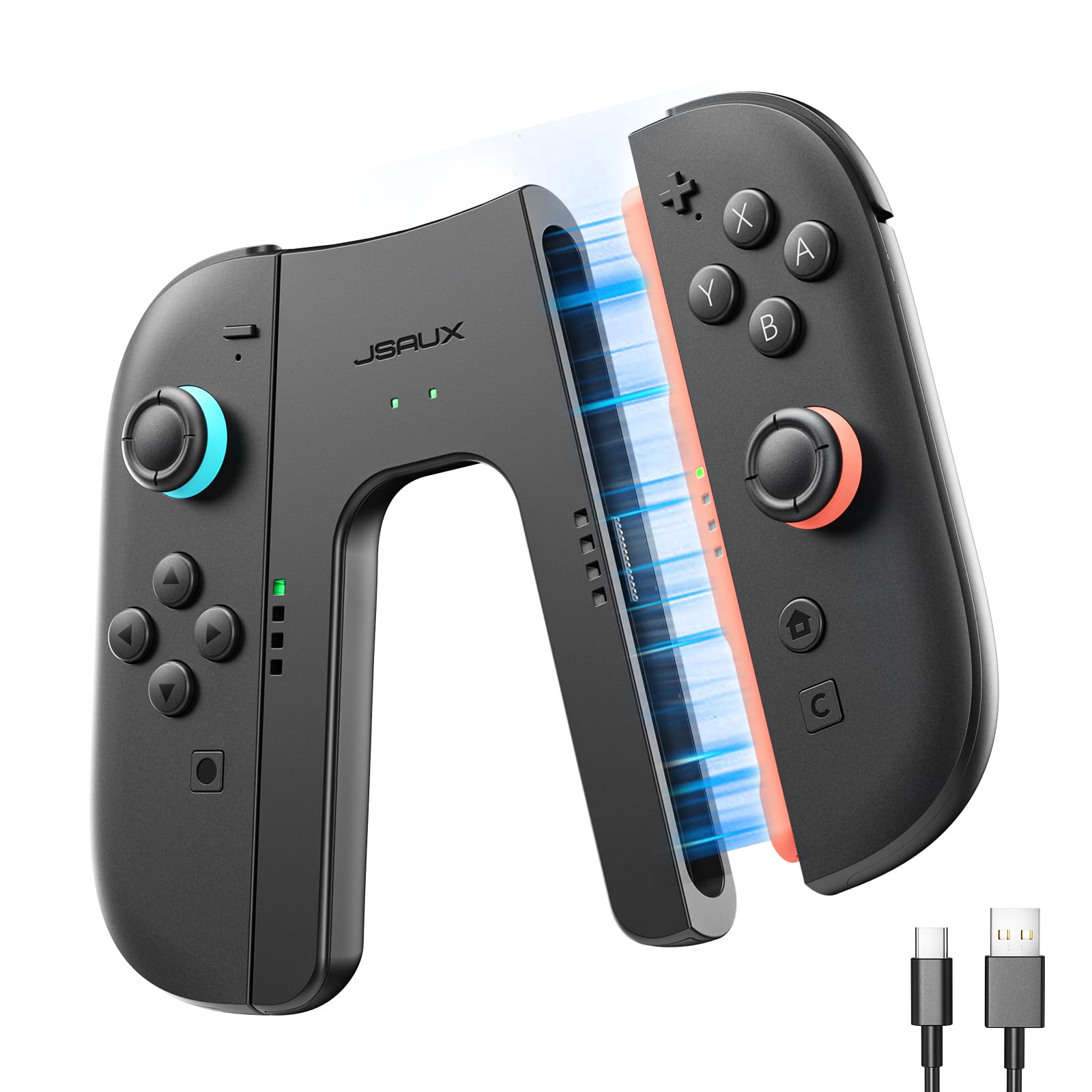 

JSAUX Charging Grip for Switch 2 Charging Charges While You 2 Rechargeable Controller Magnetic Charging Indicator Cable product does not contain a чёрный