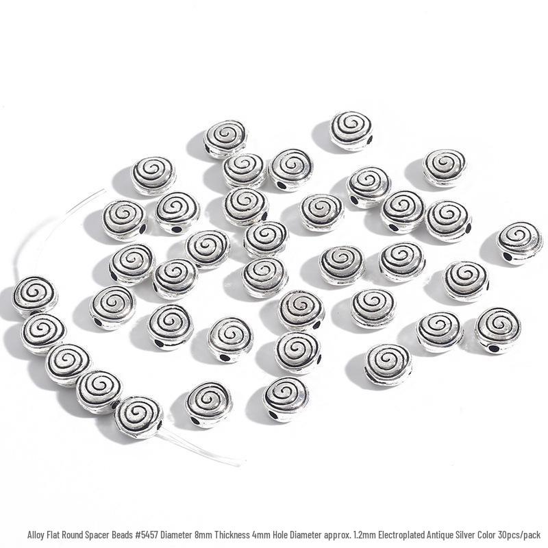 Ručně vyráběné slitinové ploché kulaté distanční korálky pro DIY šperky, náramky, náhrdelníky, spojovací přezky, materiálové doplňky