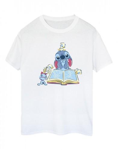 Disney Womens/Ladies Lilo & Stitch Reading A Book Cotton Boyfriend T-Shirt