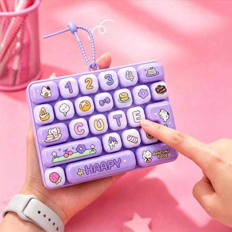 26 Key Keyboard Fidget Toy Keycap Clicker Keychain Portable Stress Relief Gift for Kids Adult Friends