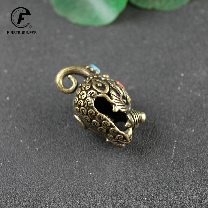 Copper Brave Troops Head Bell Small Ornaments Desk Feng Shui Decorations Retro Brass Keychain Pendants Home Decor Living Room