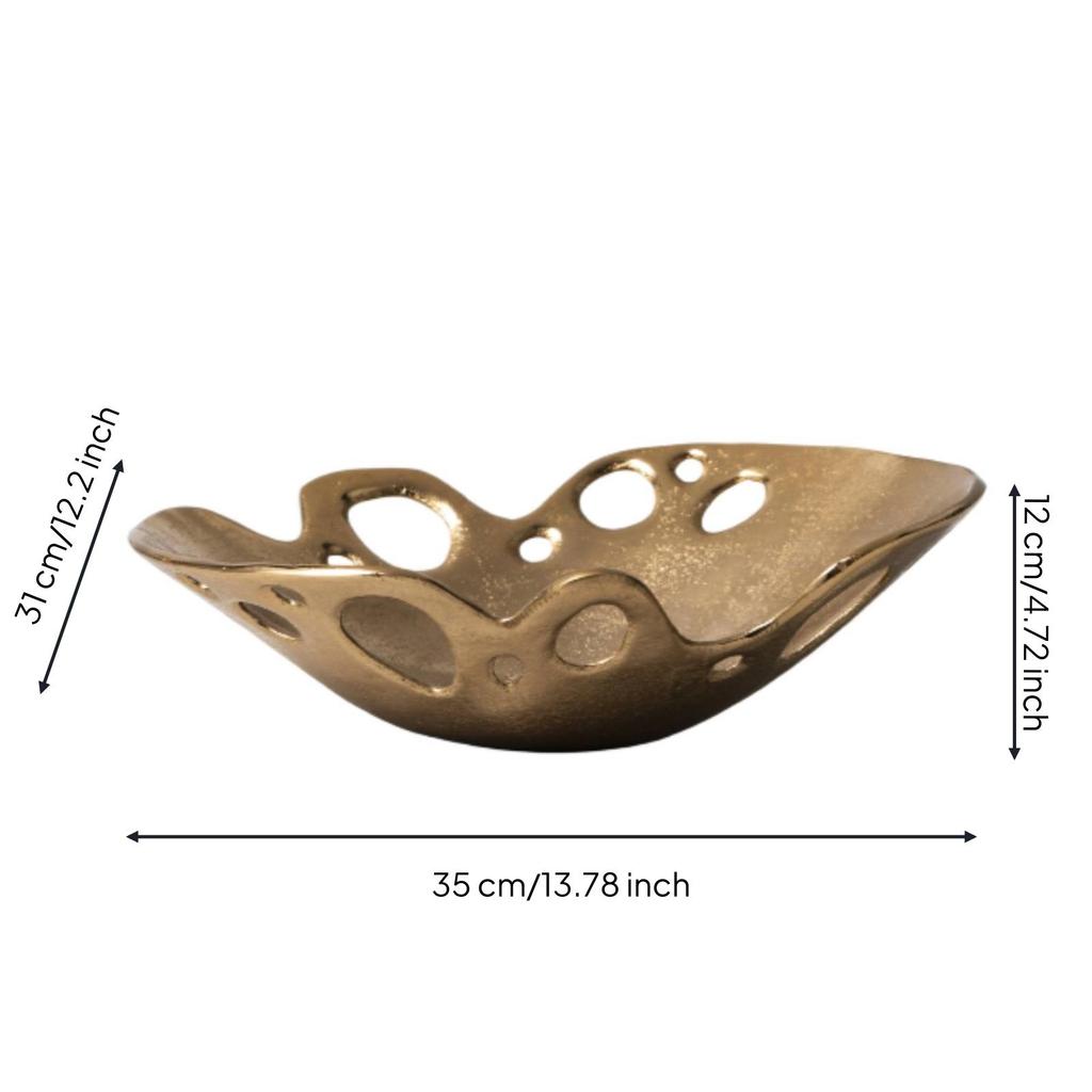 Sculptural Fruit Bowl Toned with Cutouts Openwork for Tabletop, Entryway, Dining Table
