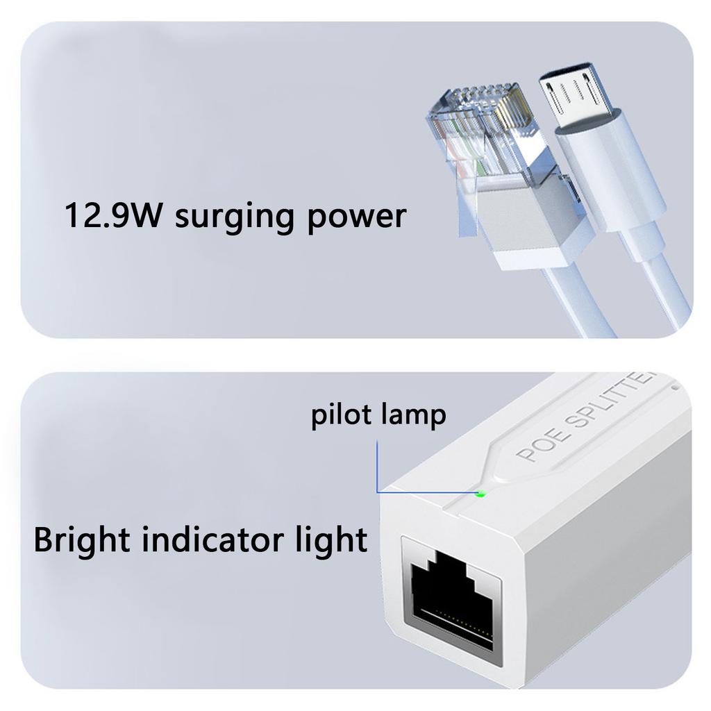 MultiFunction Micros USB/Type c Poe Adapter Splitter Power and Data Transfer For CCTV Cameras Networking Device