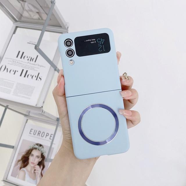 Bezprzewodowe Ładowanie Magnetyczne Etui Na Samsunga Galaxy Z Flip 4 Etui Ultra-Cienkie Przyjazne Dla Skóry Twarde Magsafe Etui Na Samsunga Zflip3