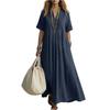 Women's Dress Casual Flowy Dresses V-neck Vocation Boho Beach Sundress