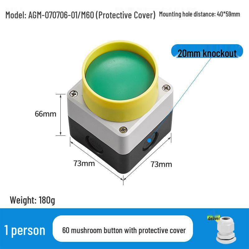 KEOLEA Waterproof Emergency Stop & Start Button, Industrial Self-Reset Push Control Box