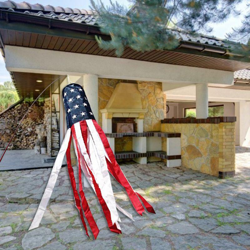 23.6 "American Flag, Wind Bag, Stars And Stripes, American Patriotic Decoration - Embroidered Stars And Fade Resistant - 11.8