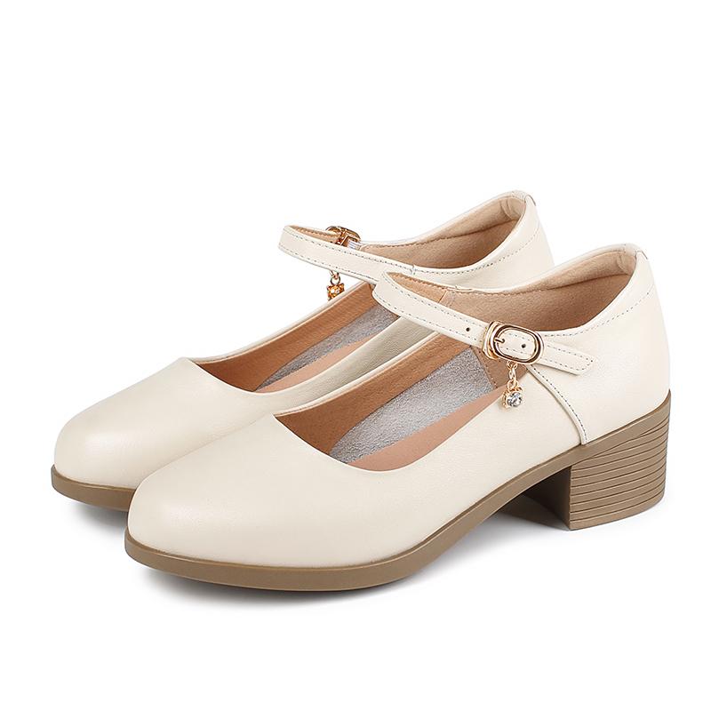 Fashion AIYUQI Women's Shoes Autumn 2025 New Mid-heeled Genuine Leather Mom Shoes Large Size Fashion Non-slip Women's Shoes