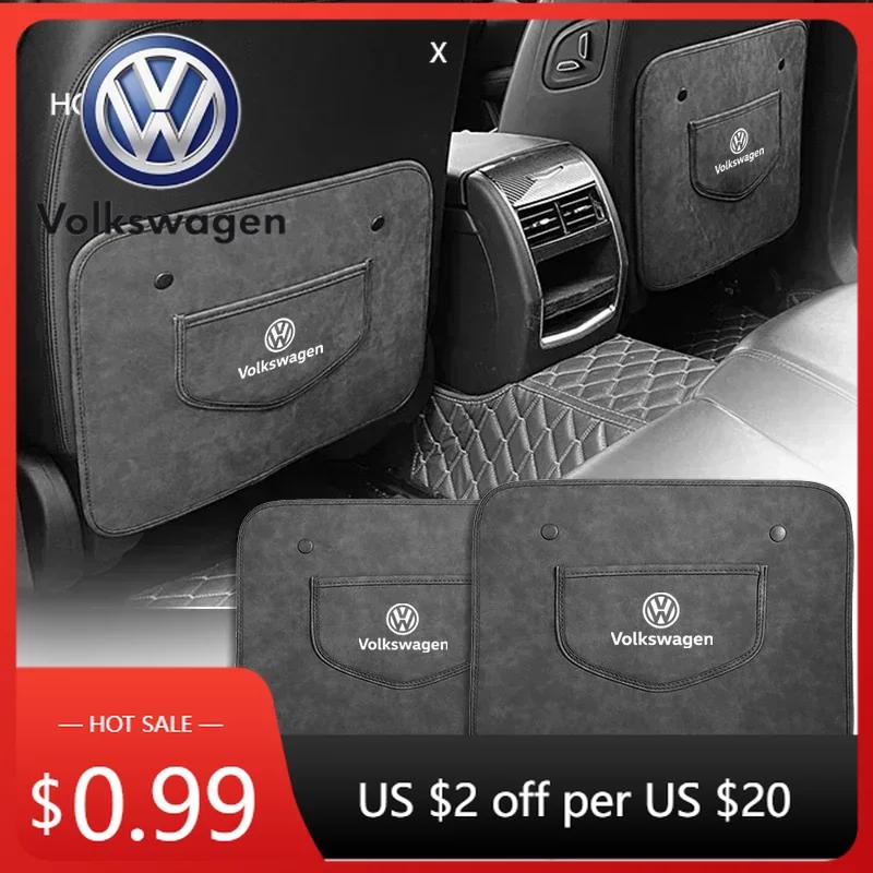 For VOLKSWAGEN VW New Jetta VW For Volkswagen PU Leather Car Anti-Kick Mats Auto Seat Back Protector Cover For VW GTI Polo Golf