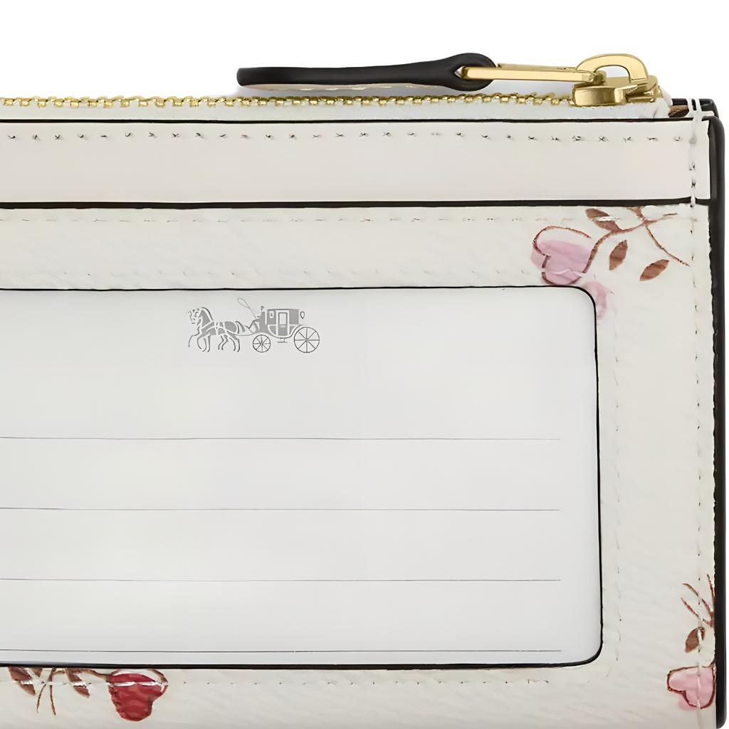 New COACH Skinny Id Case Coated Canvas Card Holder Mini Women's Gold & Chalk Multicolor CW967-IMCAH