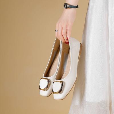 Flat-bottomed Soft Leather Single Shoes for Women's 2025 Autumn New Models Go To Work with a Soft Sole and a Skirt Temperament Late Evening Wind Doudo