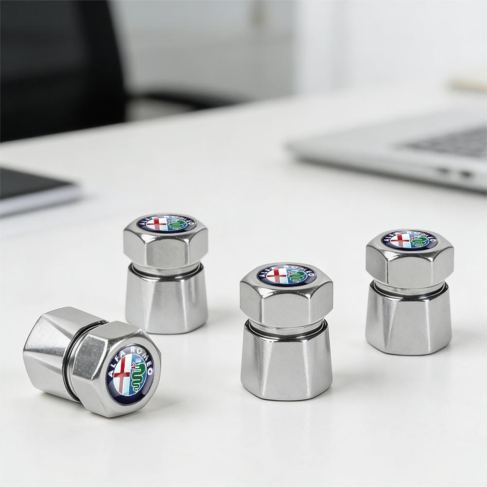 4Pcs Aluminum Car Tire Valve Caps Diamond Tyre Valve Airtight Cover Waterproof Dust For Alfa Romeo Giulietta GT 159 Automobiles Ctv122