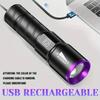 365nm Mini UV Led Flashlight Usb Rechargeable Aluminum Alloy Lamp Pet Stain Leakage Marker Ore Money Scorpion Detection Lights