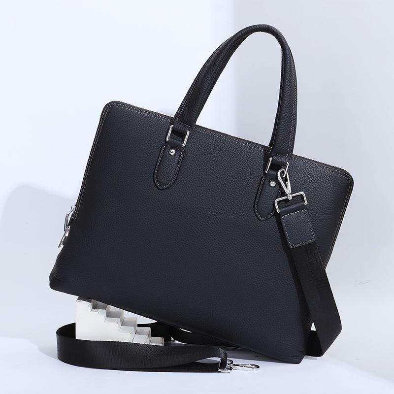 

Мужской высококачественный портфель из натуральной кожи: Большая вместительная сумка для ноутбука для деловых и повседневных нужд 88366-3 чёрный