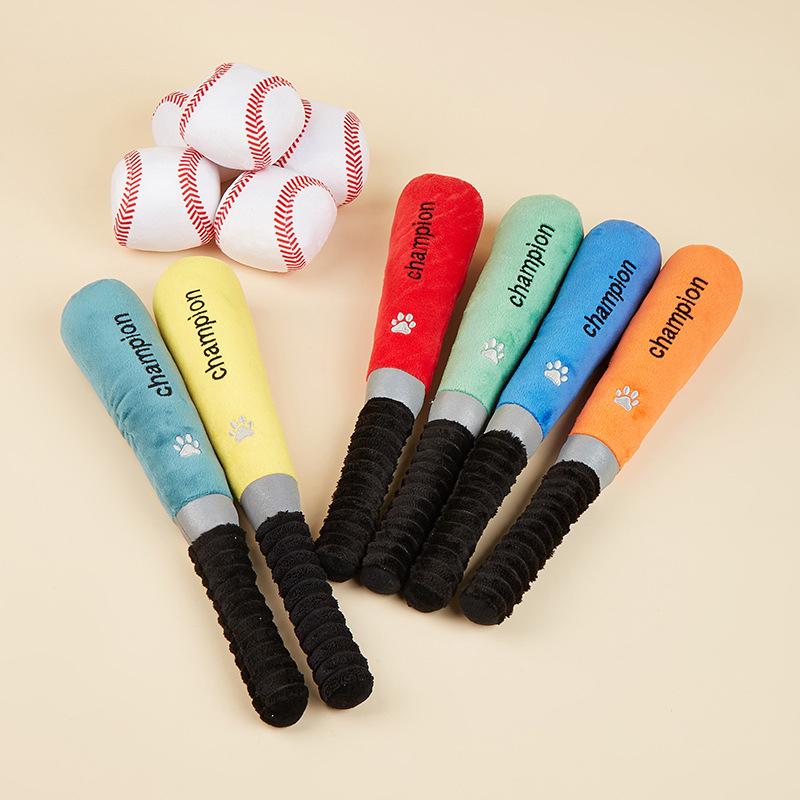 Slitesterke Plysj Baseballkøller Baseball Hundeleke Myk Knirkende Baseball Baseballkølle Hunder Leike Kjæledyr Interaktiv Leke Kjæledyrutstyr