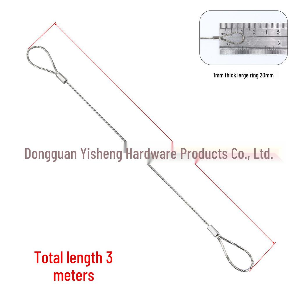 304 Stainless Steel Wire Rope Slings with Double Buckle Crimping Head for Rigging and Lifting.