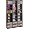 Media Storage Cabinet 9 Layers Adjustable DVD Shelves 756 CDs Espresso