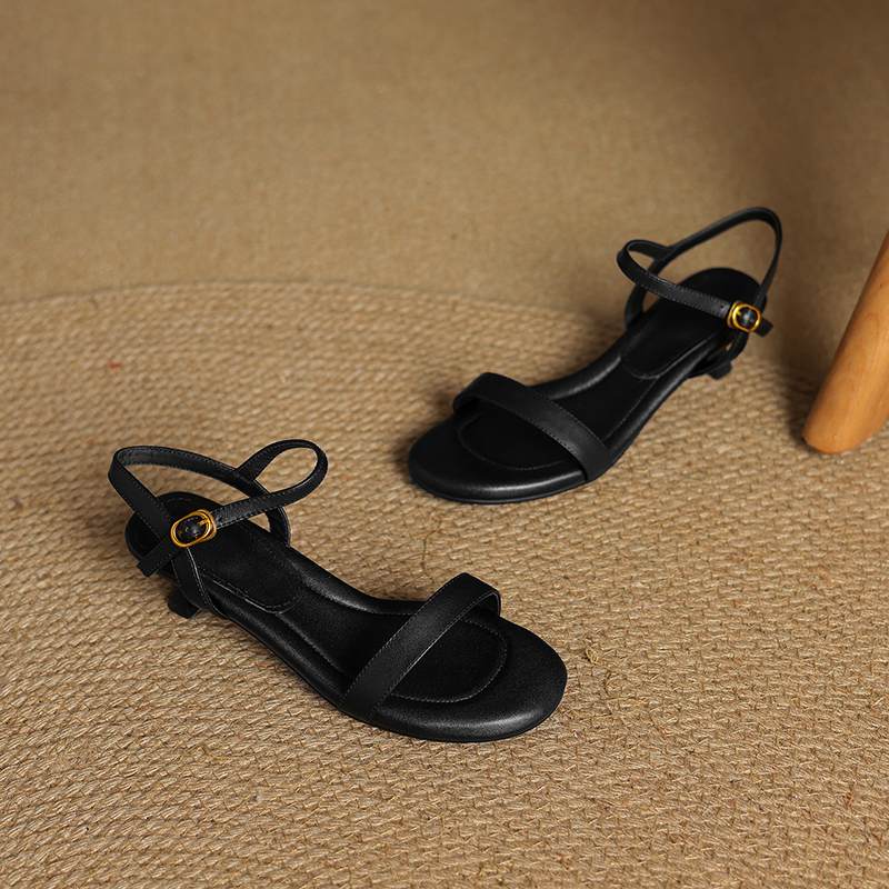 Krazing Pot Cow Skin Thin Med Heels Concise Style Summer Size 42 Basic Clothing Dating Women Sandals