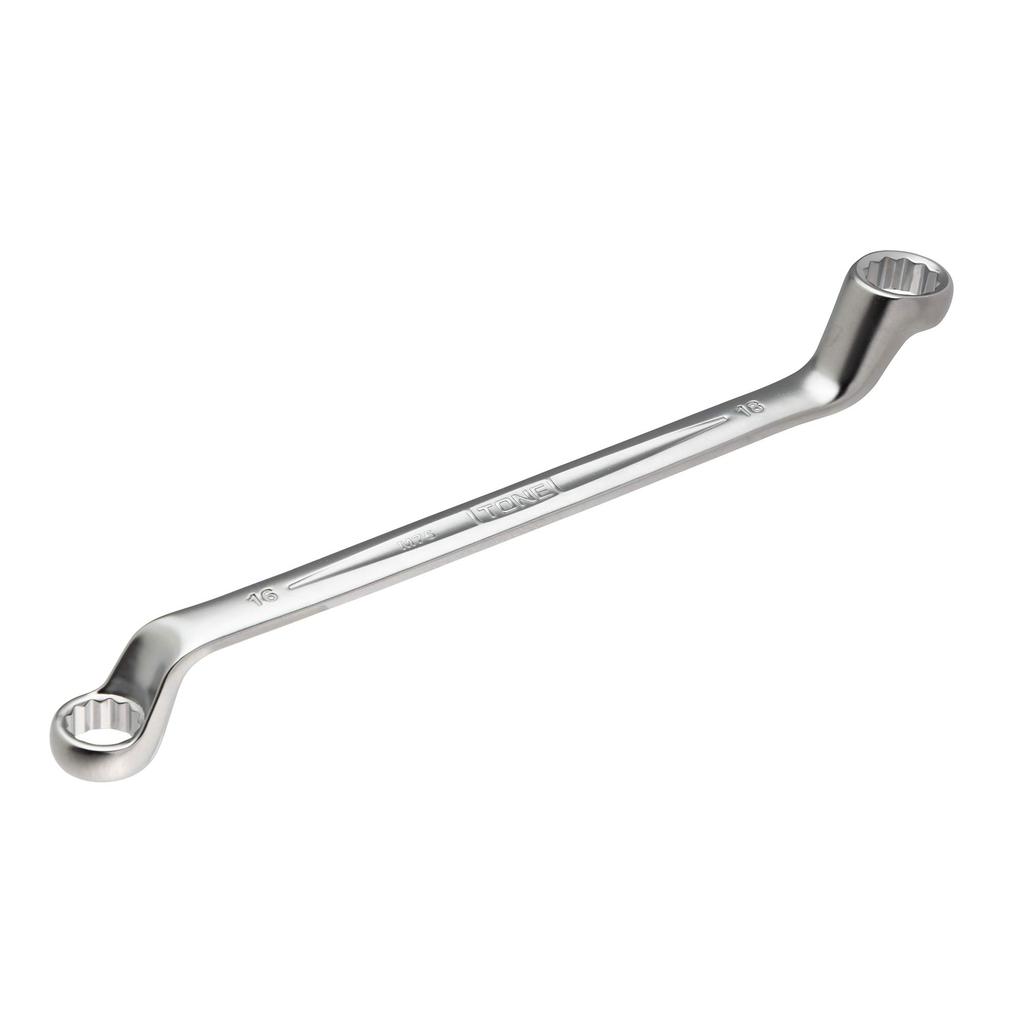 TONE Long Mechanic Open End Wrench 16 x 18mm Flats (75°), M75-1618,