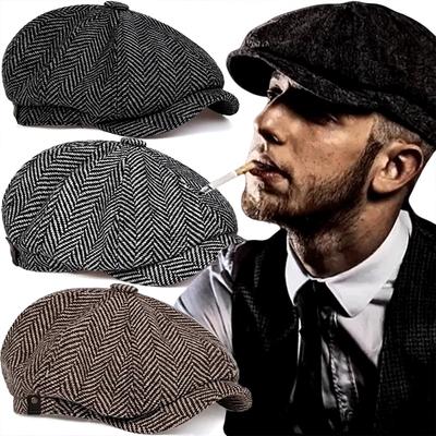 Klassischer Hut Für Männer Kappen Vintage Retro Tweed Peaky Blinders Baskenmütze Flache Schirmmütze Straßenmützen Für Frauen Männer