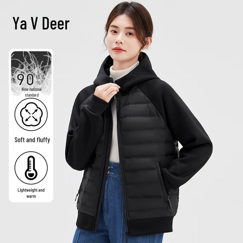 Yalu Women's Lightweight Hooded 90% Duck Down Short Jacket