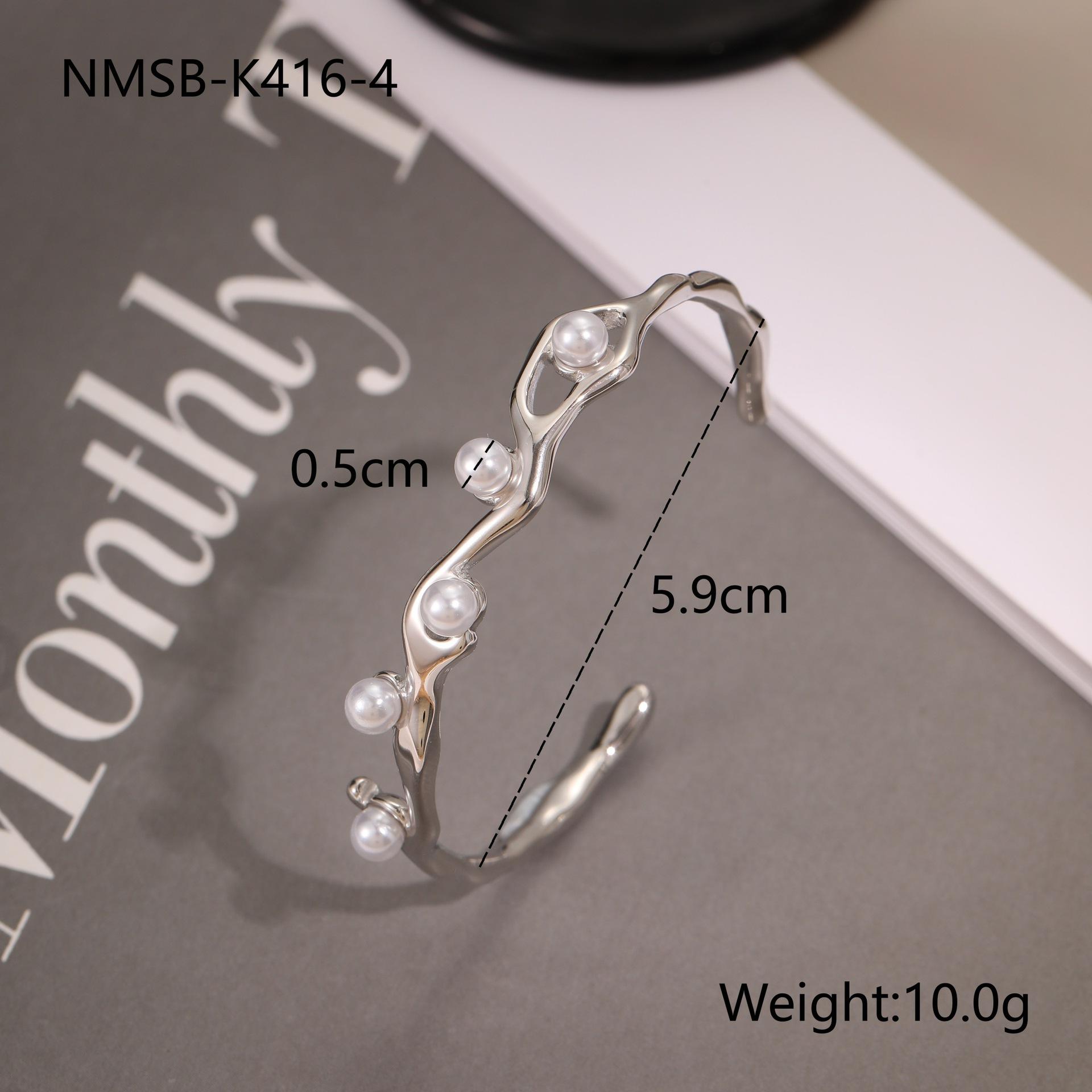 

European American Cross-border Stainless Steel 18K Gold Plated Trendy Women s Bracelet Imitation Pearl Opening Design Non-fading