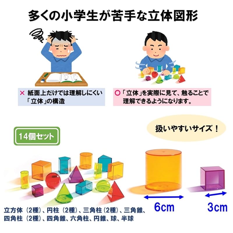 Learning Resources View-Thru(R) Geometric Solids Transparent 3D Shapes LER 4331
