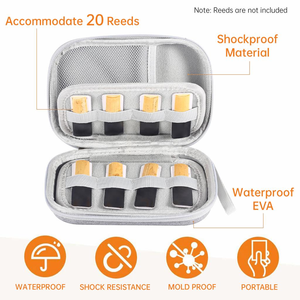 Muspor Reeds Case Storage Bag Reed Carrying Holder for Clarinet Saxophone Waterproof Portable