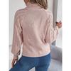 QICED Autumn and Winter Casual Solid Color Button Twist High-neck Lantern Sleeve Pullover Sweater Women's Wear