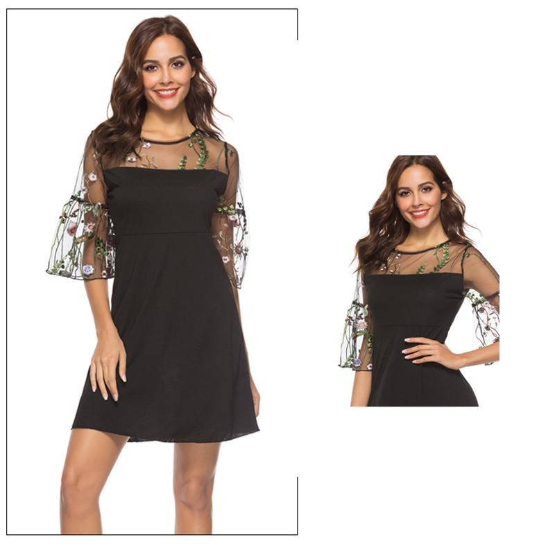 Elegant Fashion Women Chimmo Bodycon Dress With Embroidered Floral Design