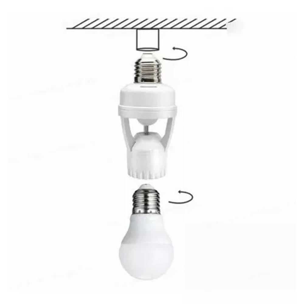 Soquete de Lâmpada com Sensor de Movimento E27 Retardo de 10-300 Segundos Adaptador de Suporte de Lâmpada Inteligente Uso Interno