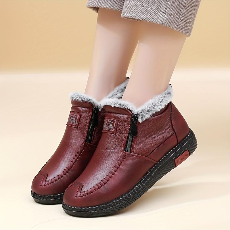 Bottes d'hiver pour femmes Semelle antidérapante Semelle antidérapante Semelle intérieure épaisse et coussinée Chaussures d'hiver douces et chaudes pour dames âgées Bottes d'hiver
