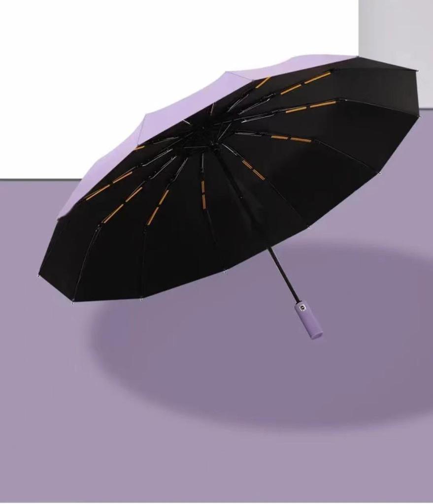 24-Rib Double Keel Extra Large Folding Umbrella - Reinforced, Thickened, Automatic for Sun and Rain, Unisex for Students